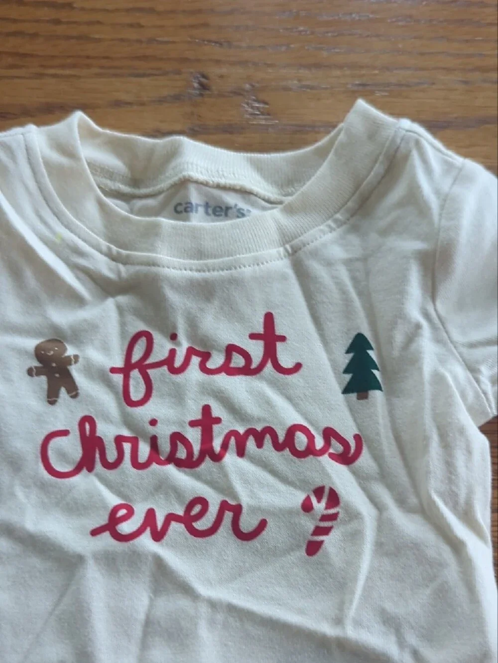 Carter's Cream Long-Sleeve 'First Christmas Ever' Baby One-Piece